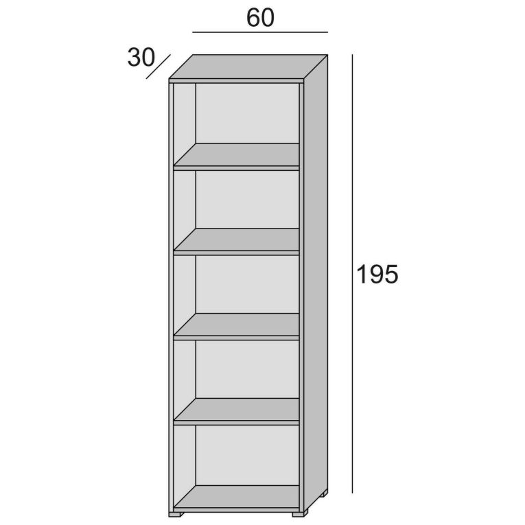 Libreria Girasole, Biblioteca a 4 ripiani regolabili, Scaffale per libri, Mobile da parete con ripiani, 100% Made in Italy, 60x30h195 cm, Bianco e Cemento