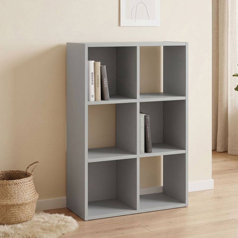 Libreria Grigio 4 Ripiani Installazione a Terra 61x30x91h cm, Struttura Verticale - Lifasa