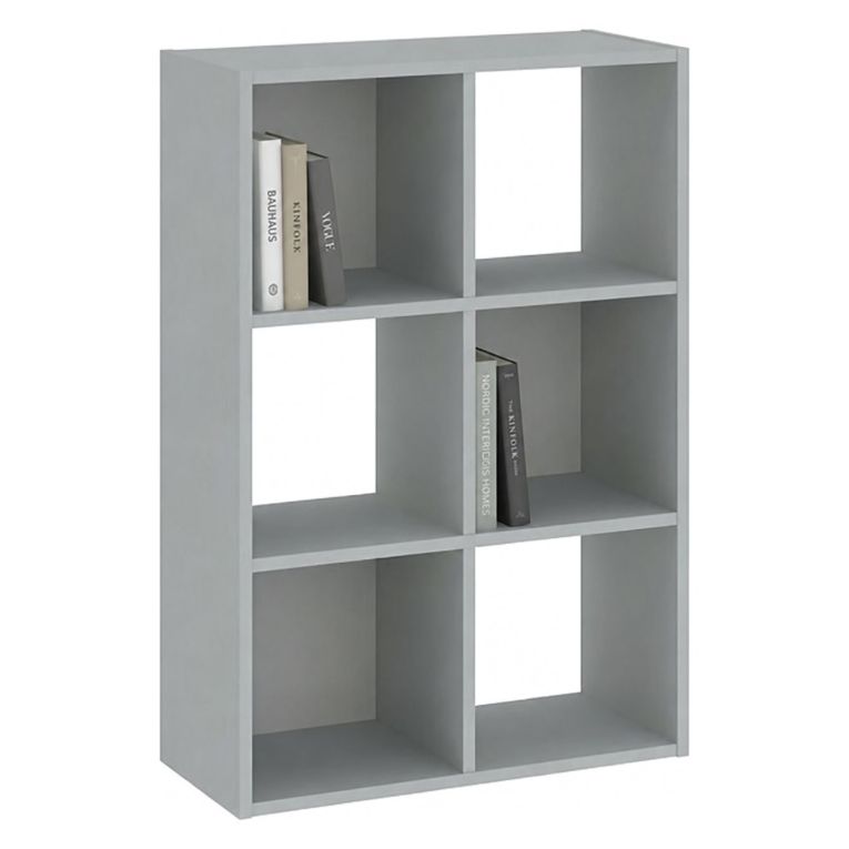 Libreria Grigio 4 Ripiani Installazione a Terra 61x30x91h cm, Struttura Verticale - Lifasa