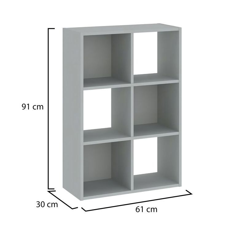 Libreria Grigio 4 Ripiani Installazione a Terra 61x30x91h cm, Struttura Verticale - Lifasa