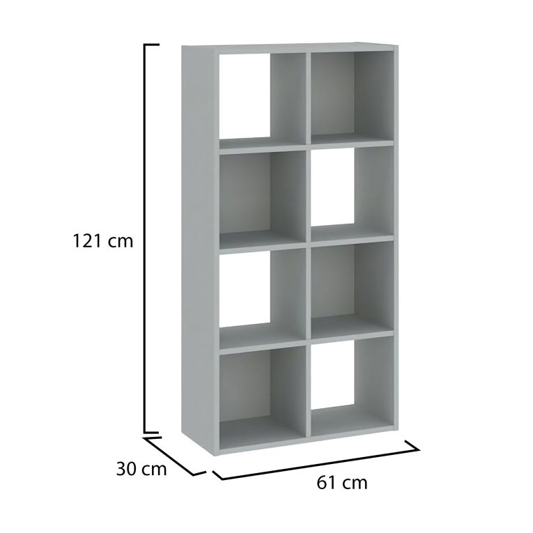 Libreria Grigio 6 Ripiani Installazione a Terra 61x30x121h cm, Struttura Verticale - Lifatila