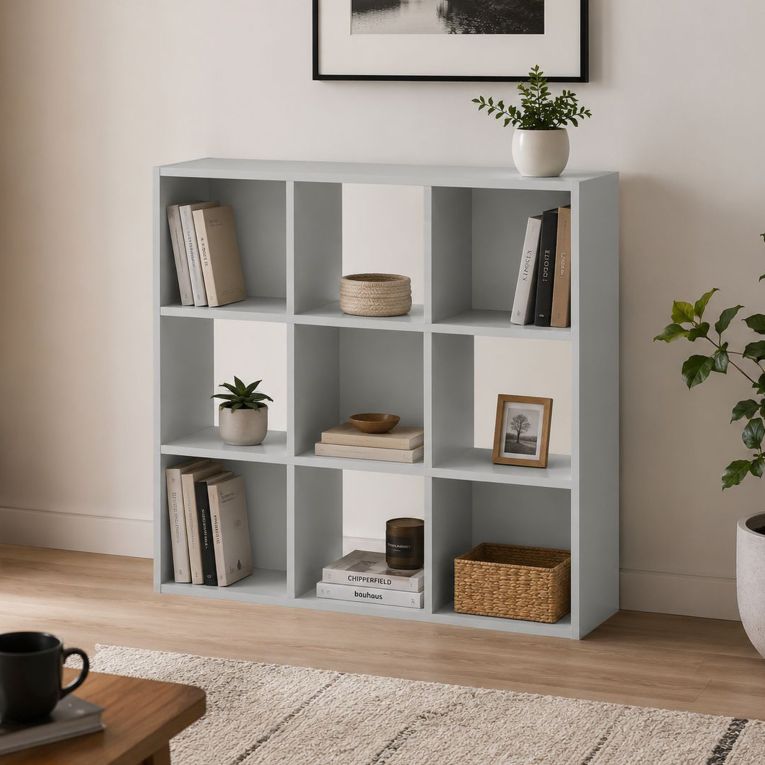 Libreria Grigio 6 Ripiani Installazione a Terra 91x30x91h cm, Struttura Verticale - Liga