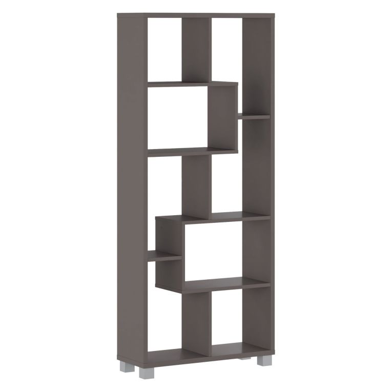 Libreria Grigio 8 Ripiani Installazione a Terra 68x25x161h cm, Struttura Aperta - Veniano