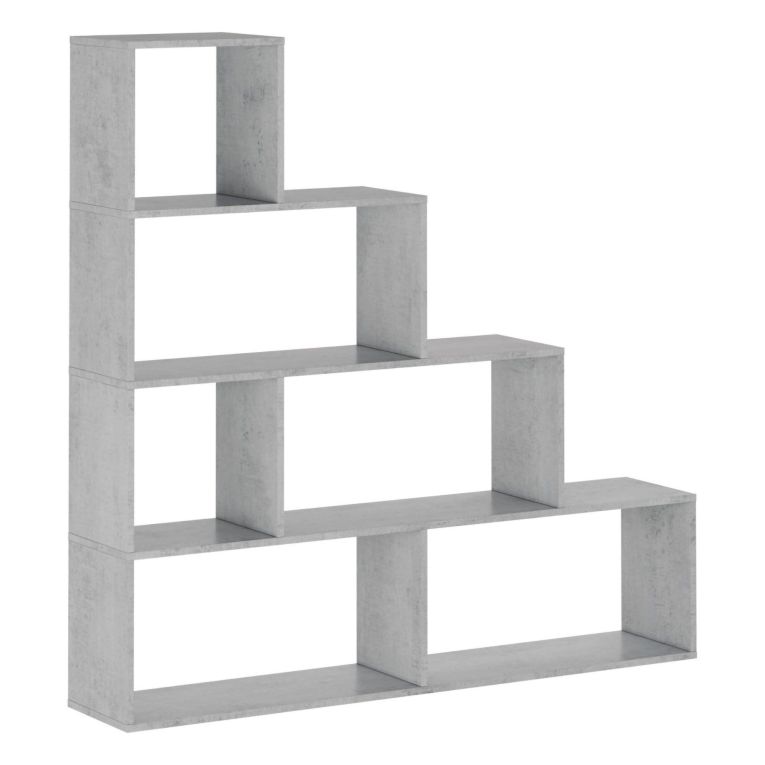 Libreria Grigio Cemento 3 Ripiani Installazione a Terra 145x28x143h cm, Sfumatura Colore Struttura Cemento - Serole