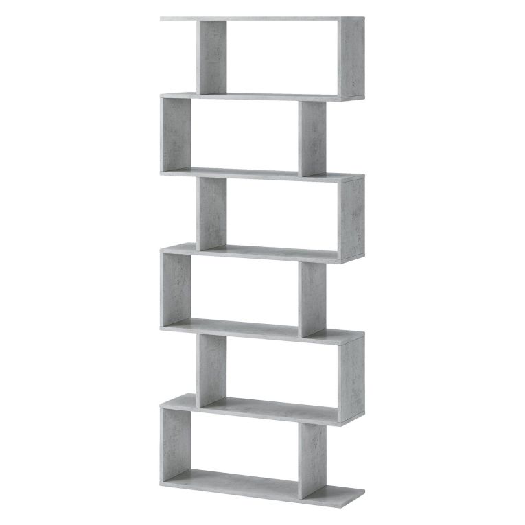 Libreria Grigio Cemento 5 Ripiani Installazione a Terra 80x25x191h cm, Sfumatura Colore Struttura Cemento - Clisi