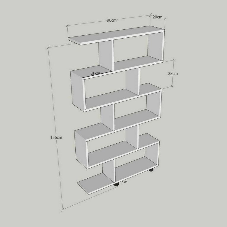 Libreria Hamal, Scaffale da ufficio, Mobile portalibri, Biblioteca, 90x20h156 cm, Bianco