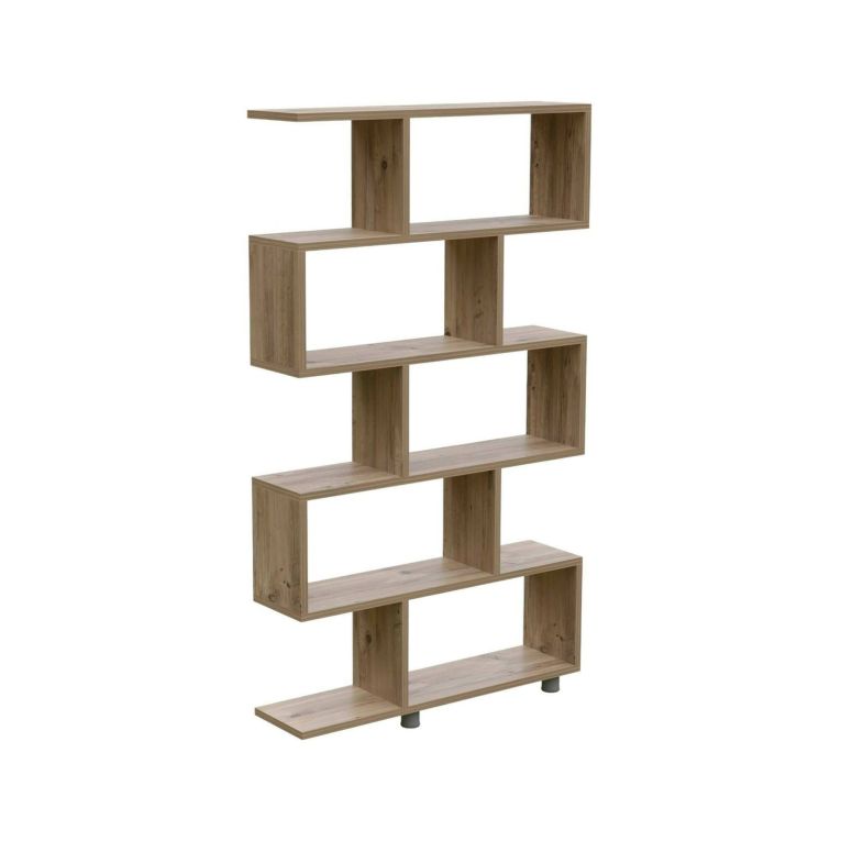 Libreria Hamal, Scaffale da ufficio, Mobile portalibri, Biblioteca, 90x20h156 cm, Quercia