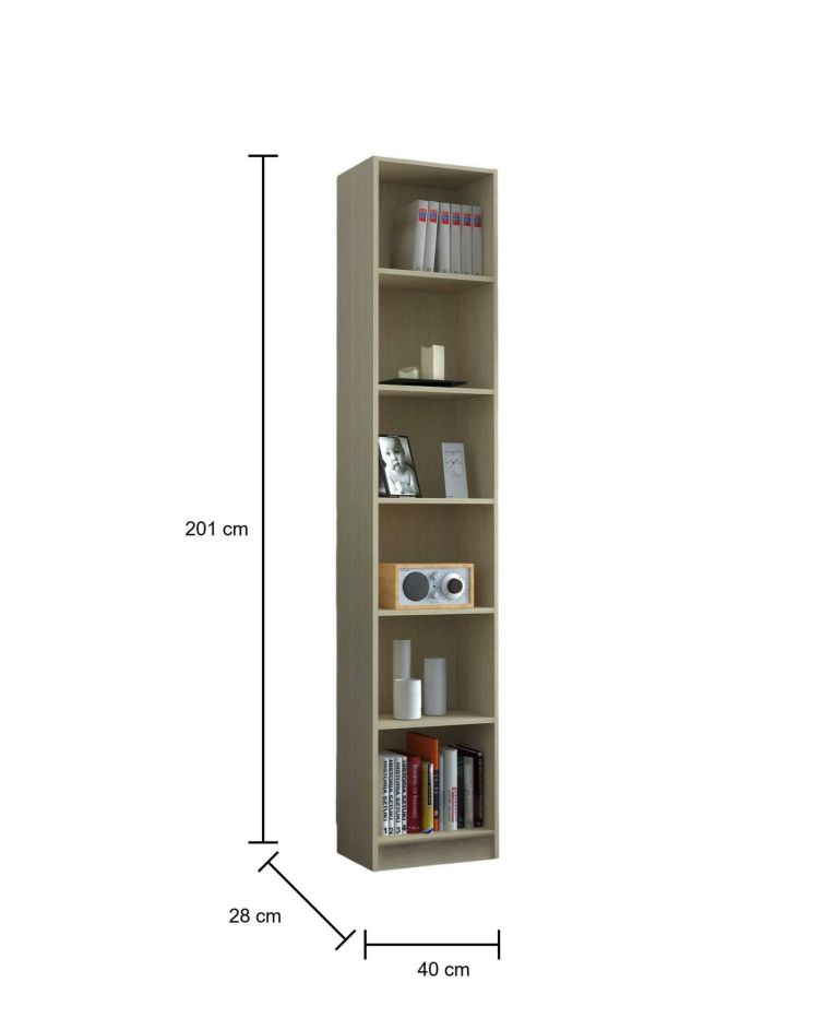 Libreria Ian, 40x28h201 cm, Rovere