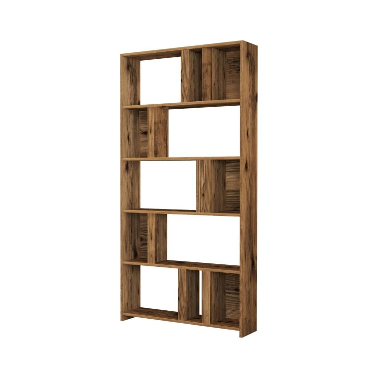 Libreria Jacoba, Scaffale da ufficio, Mobile portalibri, Biblioteca, 90x20 h180 cm, Noce