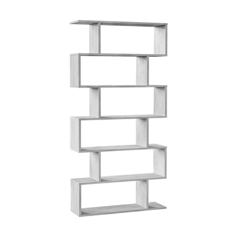 Libreria Joliet, Mobile portalibri alta bifacciale, Scaffale divisorio con 5 ripiani, Scaffale da ufficio moderno, 80x24h192 cm, Grigio cemento