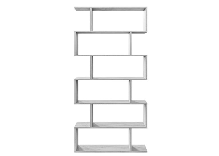 Libreria Joliet, Mobile portalibri alta bifacciale, Scaffale divisorio con 5 ripiani, Scaffale da ufficio moderno, 80x24h192 cm, Grigio cemento