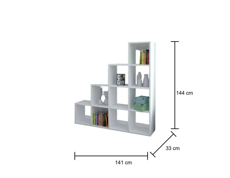 Libreria Jolina, 141x33h144 cm, Bianco