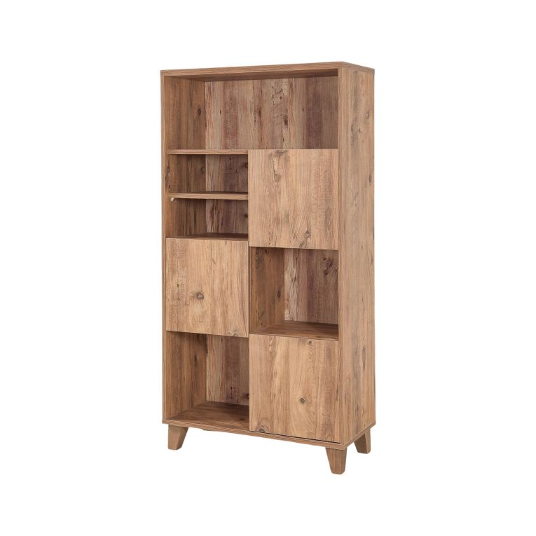 Libreria Justitia, Scaffale da ufficio, Mobile portalibri, Biblioteca, 80x36 h155 cm, Quercia