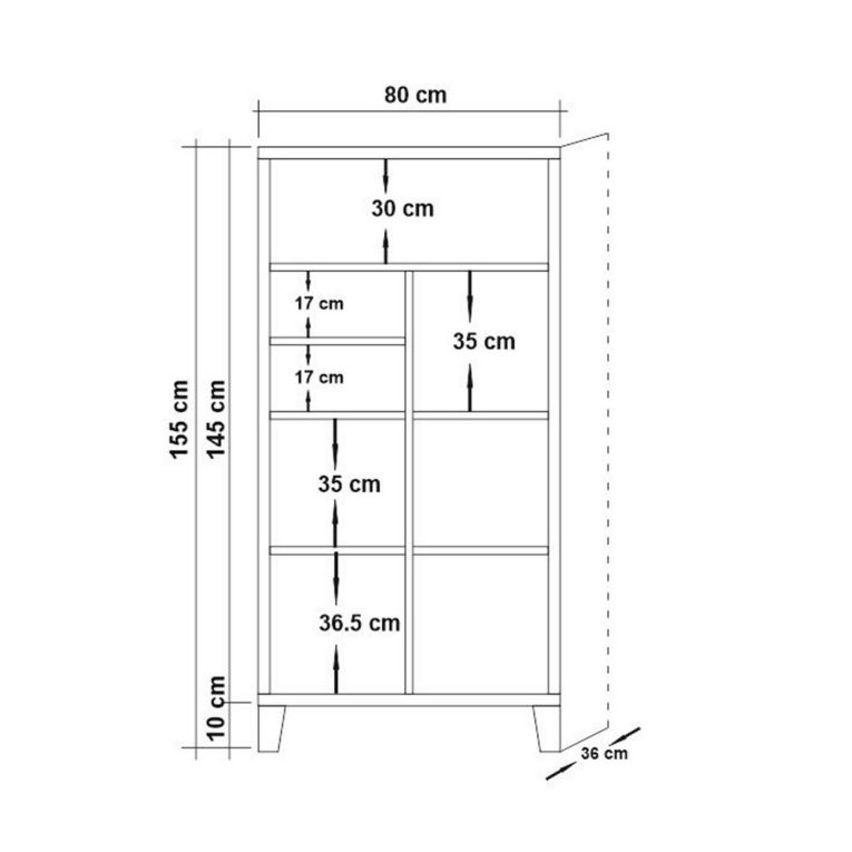 Libreria Justitia, Scaffale da ufficio, Mobile portalibri, Biblioteca, 80x36 h155 cm, Quercia