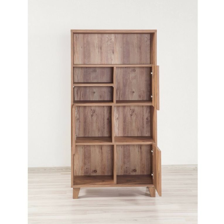 Libreria Justitia, Scaffale da ufficio, Mobile portalibri, Biblioteca, 80x36 h155 cm, Quercia
