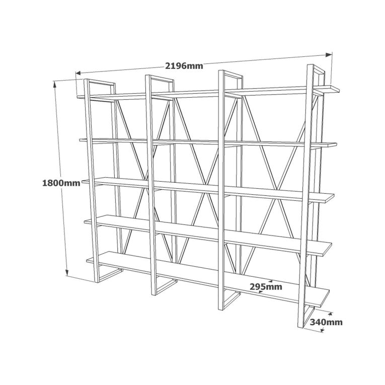 Libreria larga quercia 219x180h cm - Altano