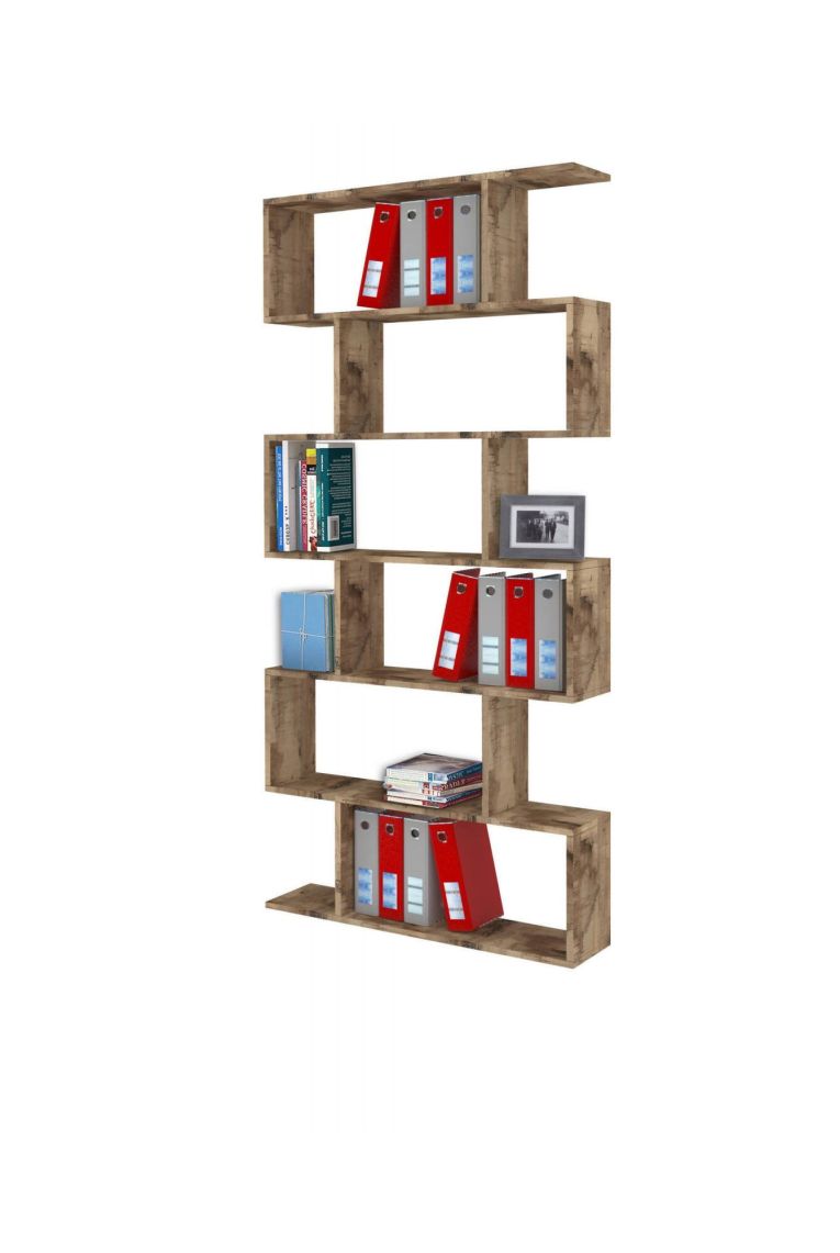 Libreria Lucio, Mobile con ripiani, Biblioteca da ufficio, 100% Made in Italy, cm 80x25h192, Acero