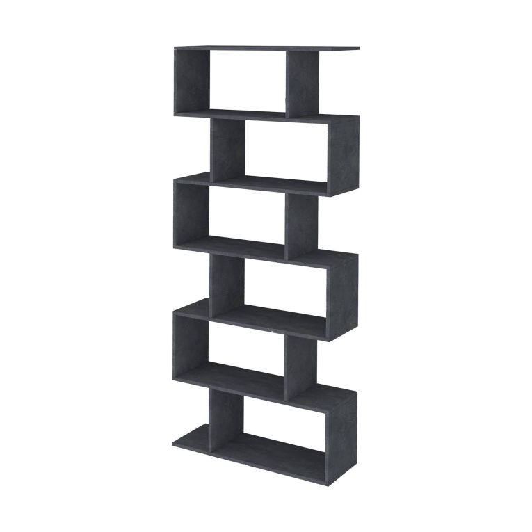 Libreria Lucio, Mobile con ripiani, Biblioteca da ufficio, 100% Made in Italy, cm 80x25h192, Ardesia