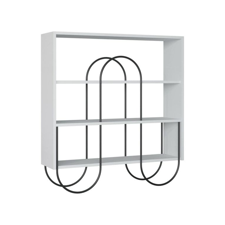 Libreria Malia, Scaffale da ufficio, Mobile portalibri, Biblioteca, 96x26 h99 cm, Bianco