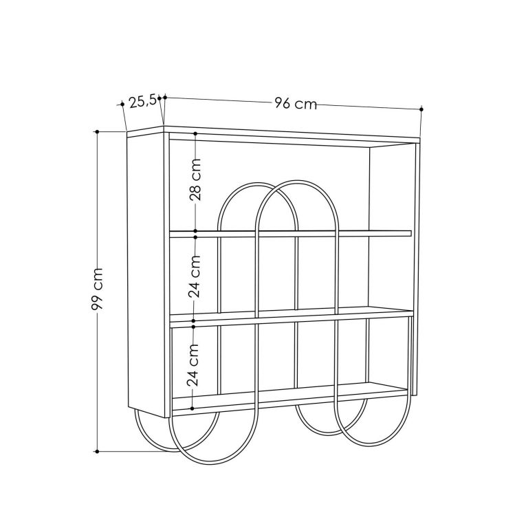 Libreria Malia, Scaffale da ufficio, Mobile portalibri, Biblioteca, 96x26 h99 cm, Bianco