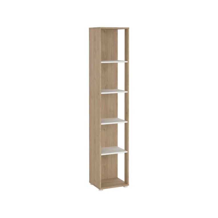 Libreria Marguerite, Scaffale da ufficio, Mobile portalibri, Biblioteca, 34x41 h205 cm, Rovere e Bianco