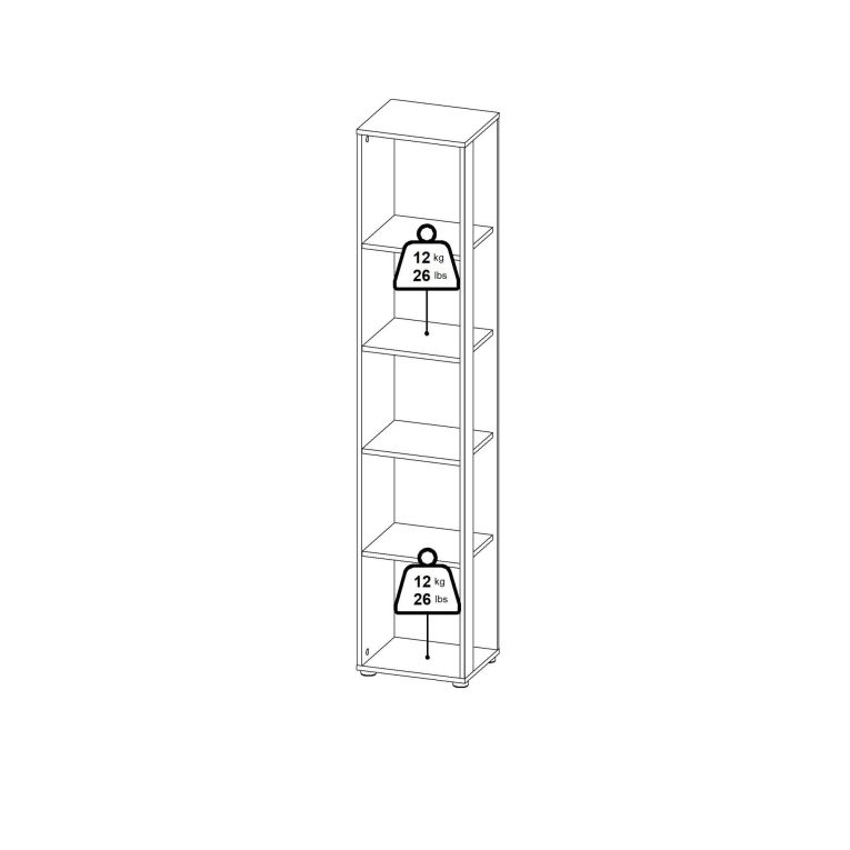 Libreria Marguerite, Scaffale da ufficio, Mobile portalibri, Biblioteca, 34x41 h205 cm, Rovere e Bianco