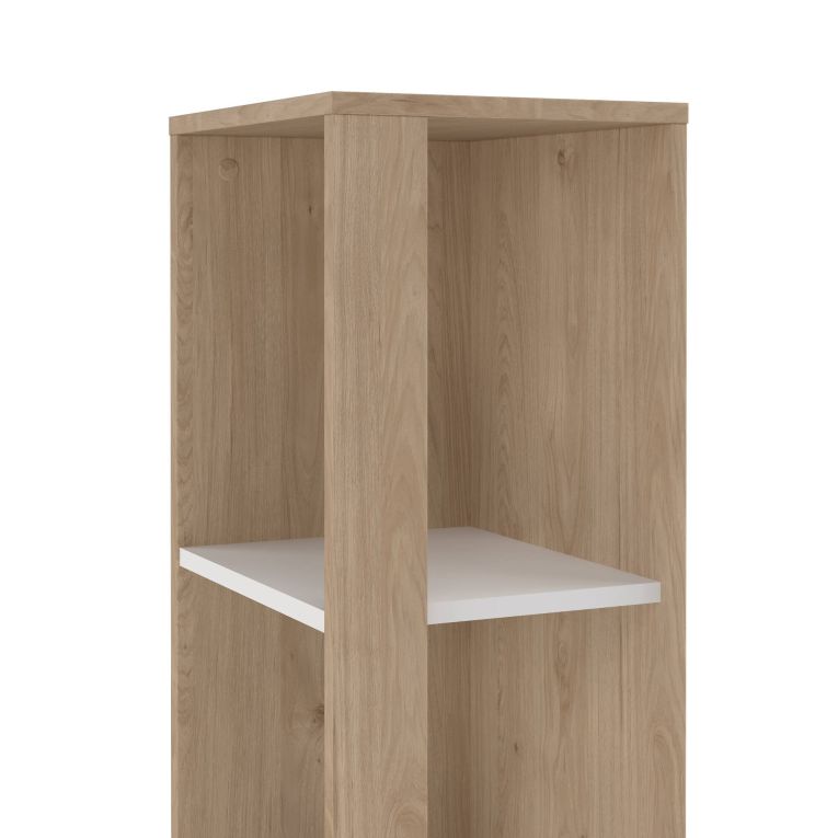 Libreria Marguerite, Scaffale da ufficio, Mobile portalibri, Biblioteca, 34x41 h205 cm, Rovere e Bianco