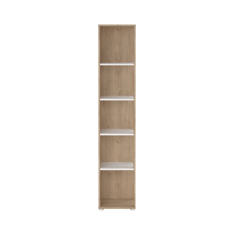 Libreria Marguerite, Scaffale da ufficio, Mobile portalibri, Biblioteca, 34x41 h205 cm, Rovere e Bianco