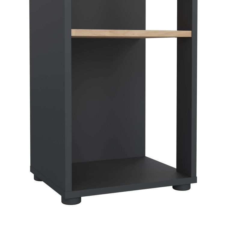 Libreria Marguerite, Scaffale da ufficio, Mobile portalibri, Biblioteca, 34x41 h205 cm, Rovere e Grigio