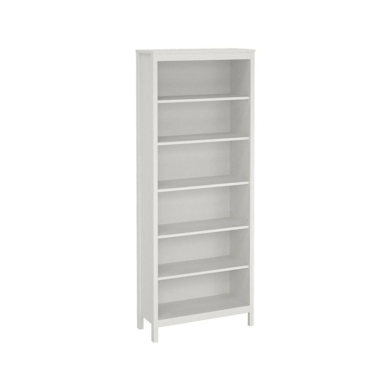Libreria Mariette, Scaffale da ufficio, Mobile portalibri, Biblioteca, 33x78 h199 cm, Bianco