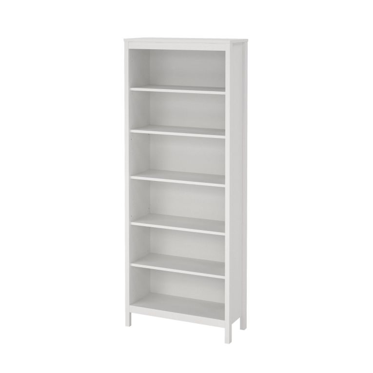 Libreria Mariette, Scaffale da ufficio, Mobile portalibri, Biblioteca, 33x78 h199 cm, Bianco