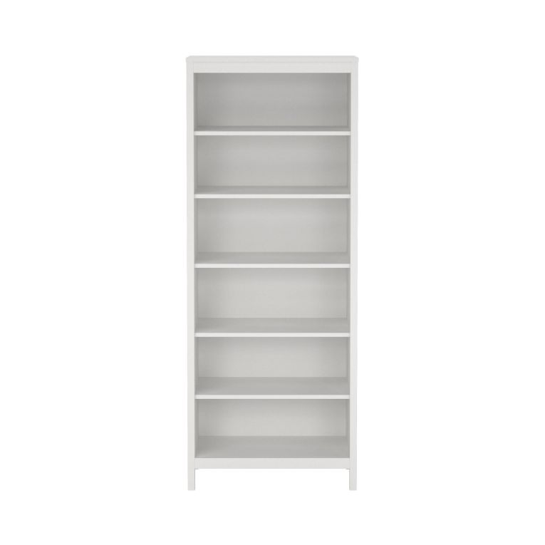 Libreria Mariette, Scaffale da ufficio, Mobile portalibri, Biblioteca, 33x78 h199 cm, Bianco