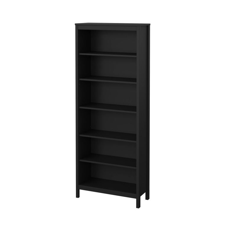 Libreria Mariette, Scaffale da ufficio, Mobile portalibri, Biblioteca, 33x78 h199 cm, Nero