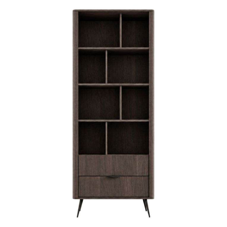 Libreria Marrone Noce 2 Cassetti 4 Ripiani 88x38x194h cm, con Piedini - Kada