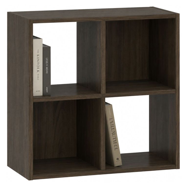 Libreria Marrone Noce 2 Ripiani Installazione a Terra 61x30x61h cm, Struttura Verticale - Liha
