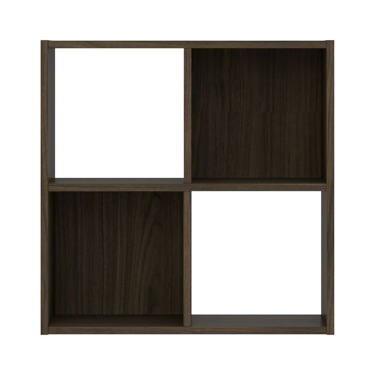Libreria Marrone Noce 2 Ripiani Installazione a Terra 61x30x61h cm, Struttura Verticale - Liha