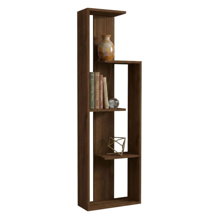 Libreria Marrone Noce 3 Ripiani Installazione Libera 50x20x160h cm, Sfumatura Colore Struttura Noce - Fiesole