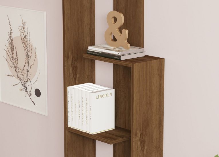 Libreria Marrone Noce 3 Ripiani Installazione Libera 50x20x160h cm, Sfumatura Colore Struttura Noce - Fiesole