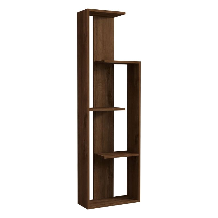 Libreria Marrone Noce 3 Ripiani Installazione Libera 50x20x160h cm, Sfumatura Colore Struttura Noce - Fiesole