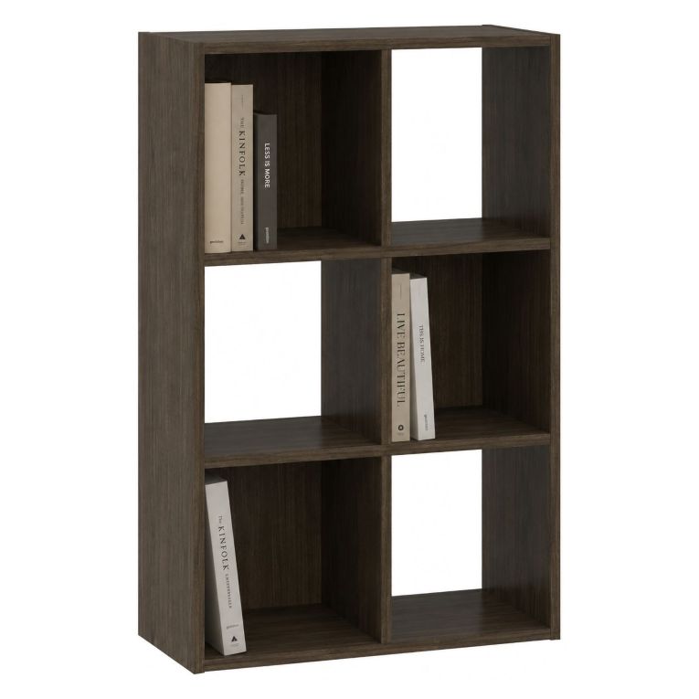 Libreria Marrone Noce 4 Ripiani Installazione a Terra 61x30x91h cm, Struttura Verticale - Lifasa
