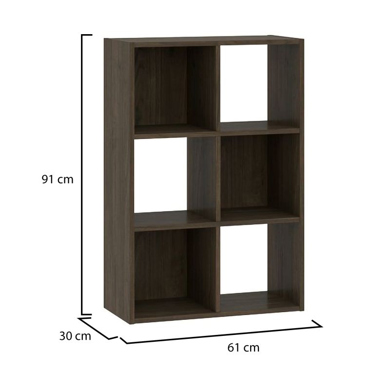 Libreria Marrone Noce 4 Ripiani Installazione a Terra 61x30x91h cm, Struttura Verticale - Lifasa