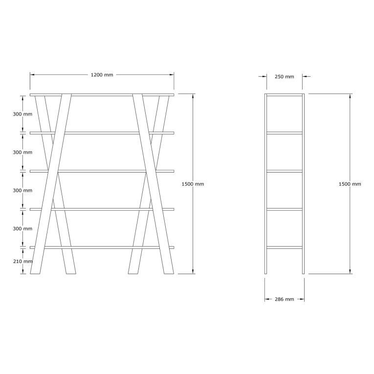 Libreria Marrone Noce 4 Ripiani Installazione Libera 120x25x150h cm, Struttura Verticale - Tertenia