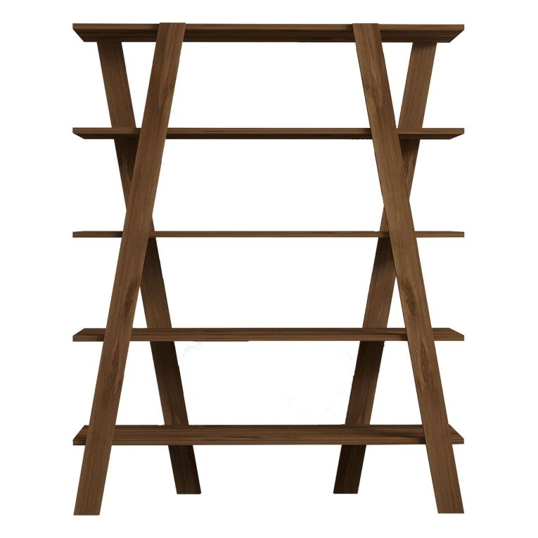 Libreria Marrone Noce 4 Ripiani Installazione Libera 120x25x150h cm, Struttura Verticale - Tertenia