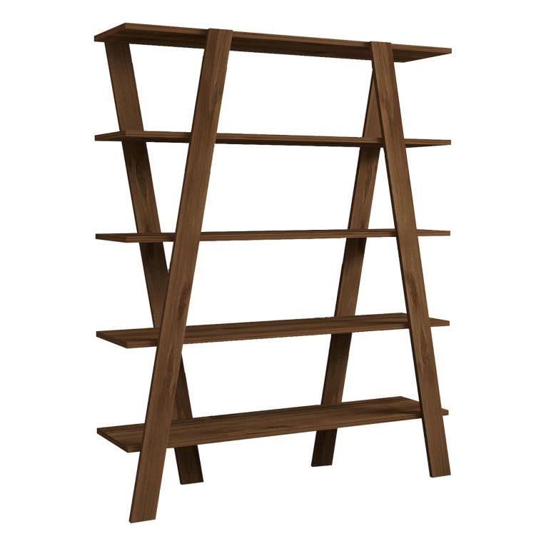 Libreria Marrone Noce 4 Ripiani Installazione Libera 120x25x150h cm, Struttura Verticale - Tertenia