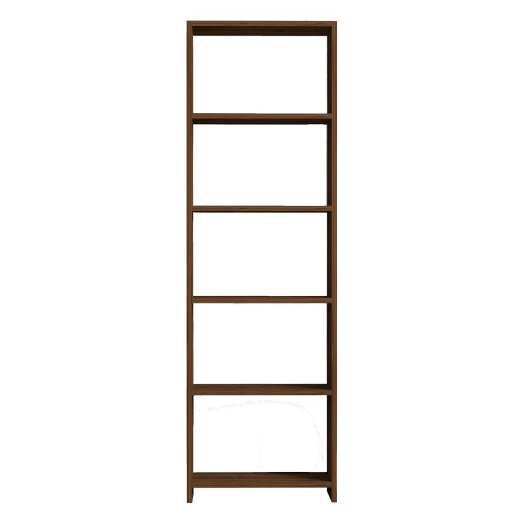 Libreria Marrone Noce 5 Ripiani Installazione Libera 50x20x160h cm, Struttura Verticale - Burcei