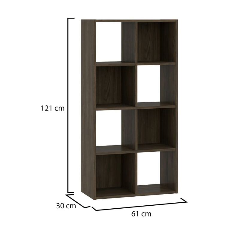 Libreria Marrone Noce 6 Ripiani Installazione a Terra 61x30x121h cm, Struttura Verticale - Lifatila
