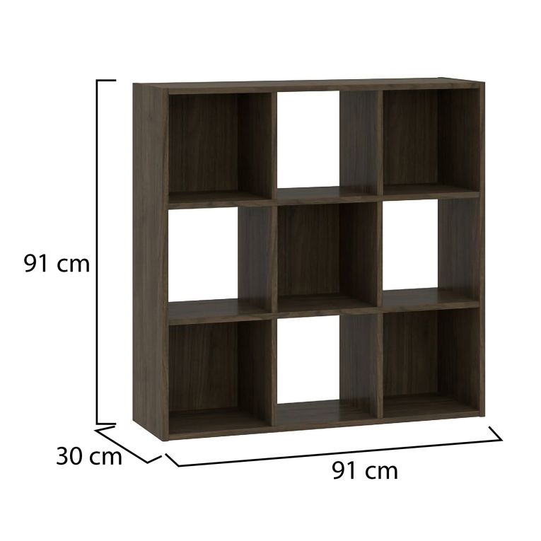 Libreria Marrone Noce 6 Ripiani Installazione a Terra 91x30x91h cm, Struttura Verticale - Liga