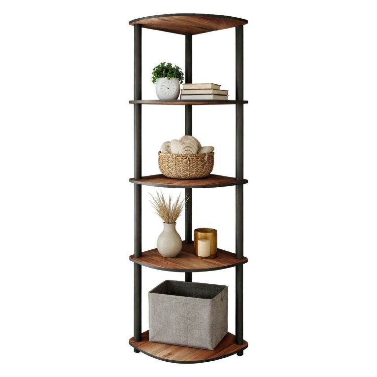 Libreria Marrone Noce Nero 4 Ripiani Installazione Libera 34x34x139h cm, Sfumatura Colore Struttura Noce - Sessanio