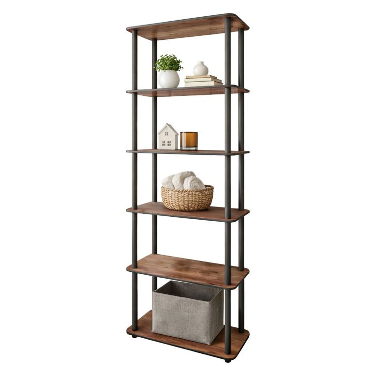 Libreria Marrone Noce Nero 4 Ripiani Installazione Libera 60x30x173h cm, Sfumatura Colore Struttura Noce - Nervina