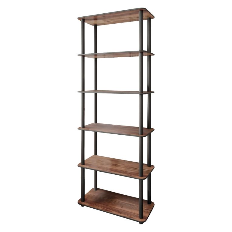 Libreria Marrone Noce Nero 4 Ripiani Installazione Libera 60x30x173h cm, Sfumatura Colore Struttura Noce - Nervina